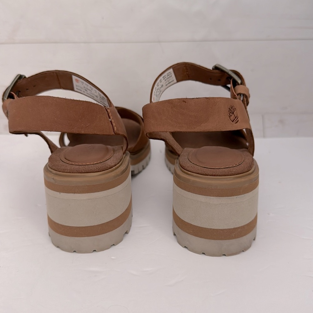 Timberland Size 9 Violet Marsh Cross Band Sandals Lug Sole Brown Strappy Sandals - Picture 4 of 8